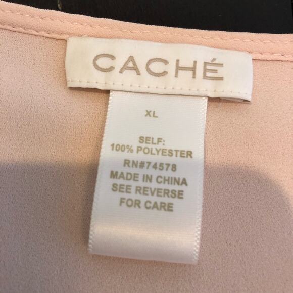 Cache light pink rhinestone bead faux wrap draped top size Extra Large XL - Picture 8 of 13